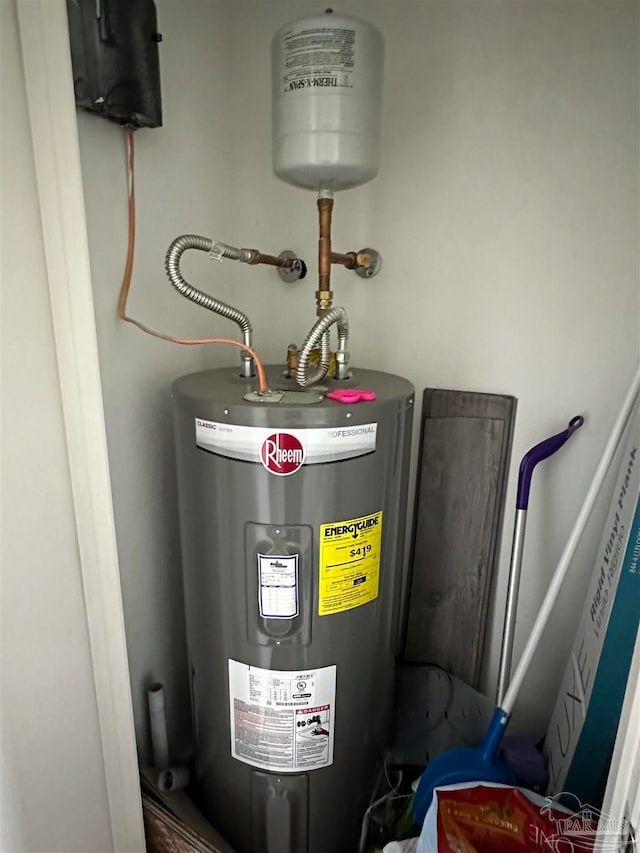 utility room featuring electric water heater