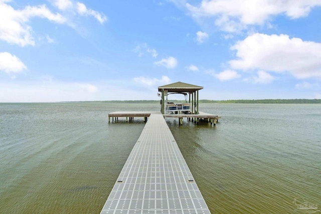 view of dock featuring a water view