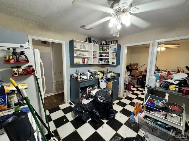 home office with a textured ceiling