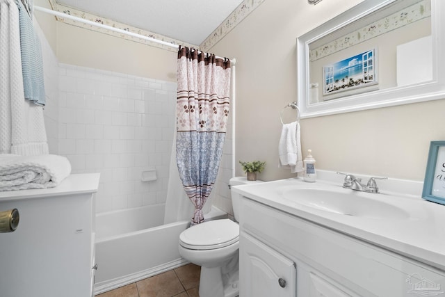 4701 Kitty Hawk Cir, Gulf Breeze, FL 32563 - bathroom featuring vanity, shower / tub combo with curtain, toilet, and tile patterned flooring