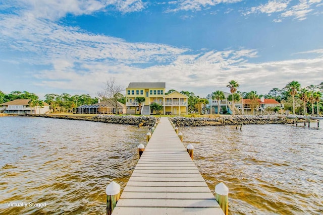 view of dock featuring a water view