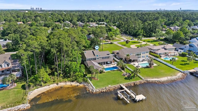 2950 Coral Strip Pkwy, Gulf Breeze, FL 32563 - aerial view of a nearby body of water, a pool, and a forest