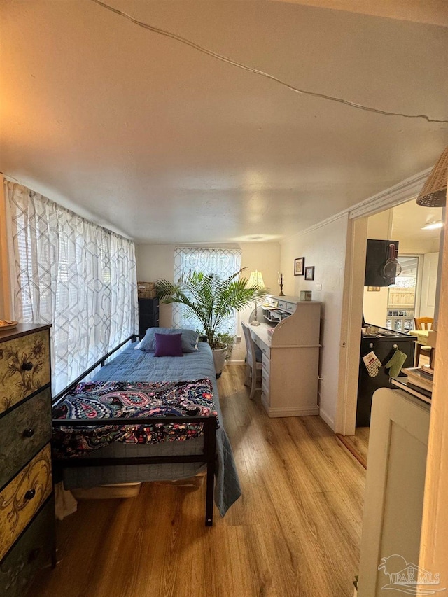 bedroom with hardwood / wood-style floors