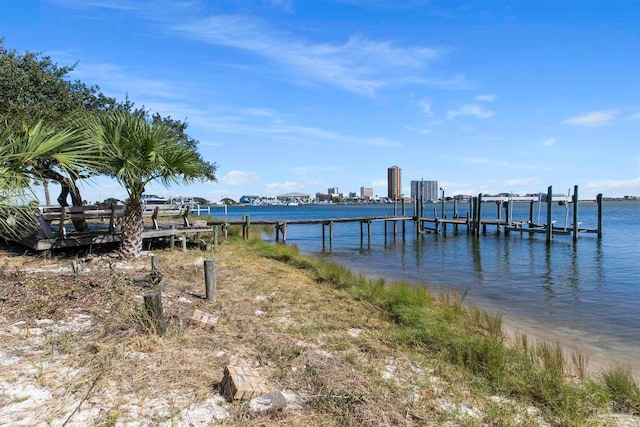 view of dock featuring a water view