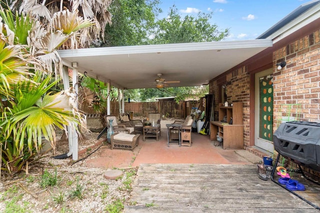6555 Bellview Pines Pl, Pensacola, FL 32526 - view of patio / terrace featuring an outdoor hangout area, a deck, and a ceiling fan