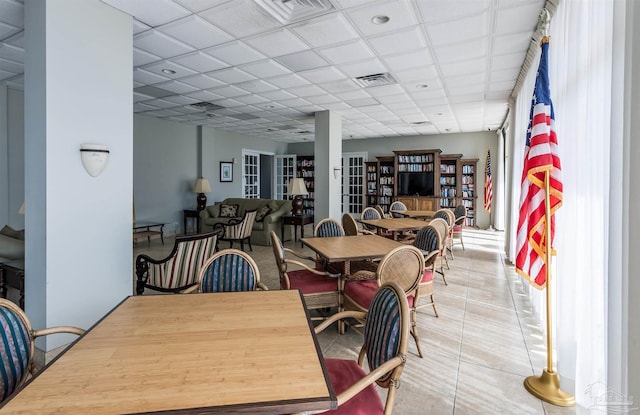 view of tiled dining space