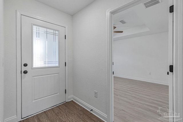 doorway to outside featuring light hardwood / wood-style floors