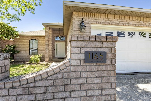 exterior space with a garage