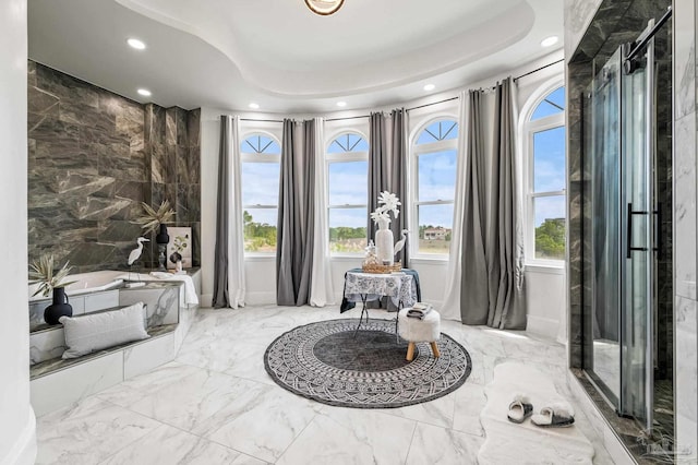 502 Deer Point Dr, Gulf Breeze, FL 32561 - living area featuring marble tiled flooring and recessed lighting