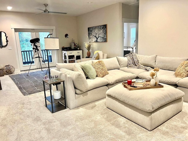 4979 Leeward Dr, Pensacola, FL 32507 - living area featuring ceiling fan and carpet flooring