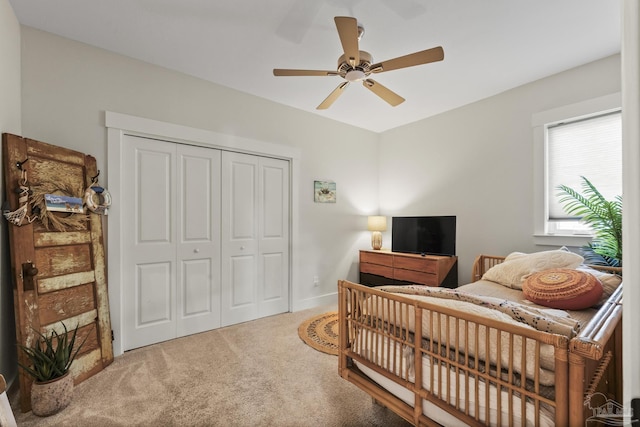 4979 Leeward Dr, Pensacola, FL 32507 - bedroom featuring carpet floors, a closet, and a ceiling fan