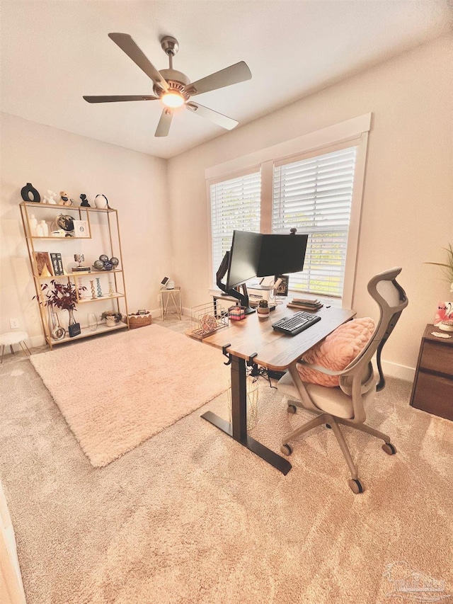 4979 Leeward Dr, Pensacola, FL 32507 - office featuring baseboards, carpet floors, and ceiling fan