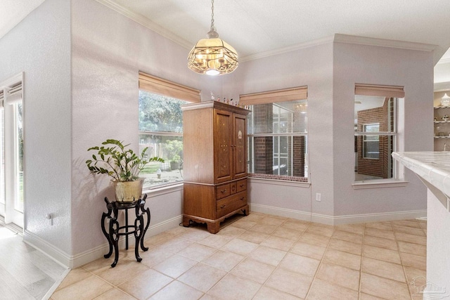 1126 Mary Kate Dr, Gulf Breeze, FL 32563 - interior space with baseboards, ornamental molding, and light tile patterned floors