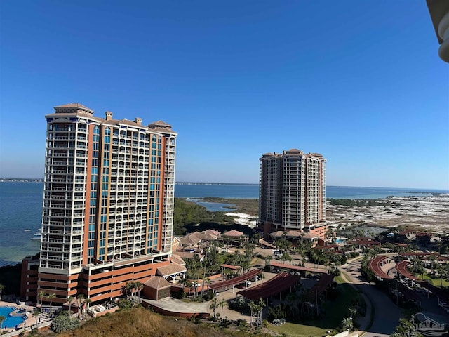 exterior space featuring a water view