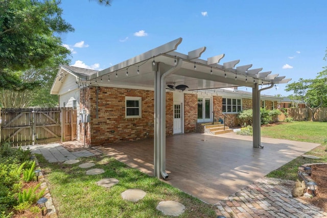 770 Connell Dr, Pensacola, FL 32503 - view of patio / terrace featuring a gate, a ceiling fan, and a pergola
