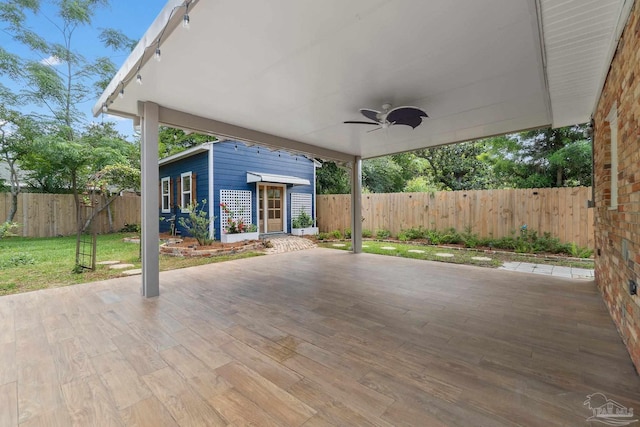770 Connell Dr, Pensacola, FL 32503 - view of patio / terrace with a ceiling fan and an outbuilding