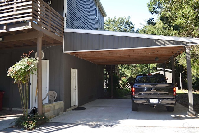 view of parking / parking lot with a carport