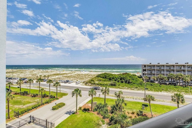 property view of water featuring a view of the beach