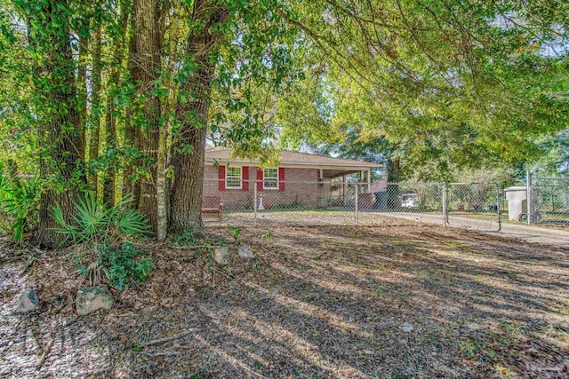 view of yard featuring a carport