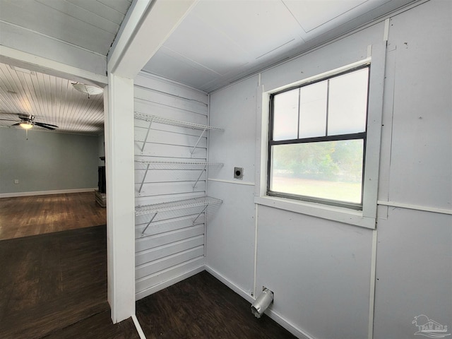 5927 Mitchell Ln, Pensacola, FL 32526 - washroom with baseboards, hookup for an electric dryer, wood finished floors, and laundry area