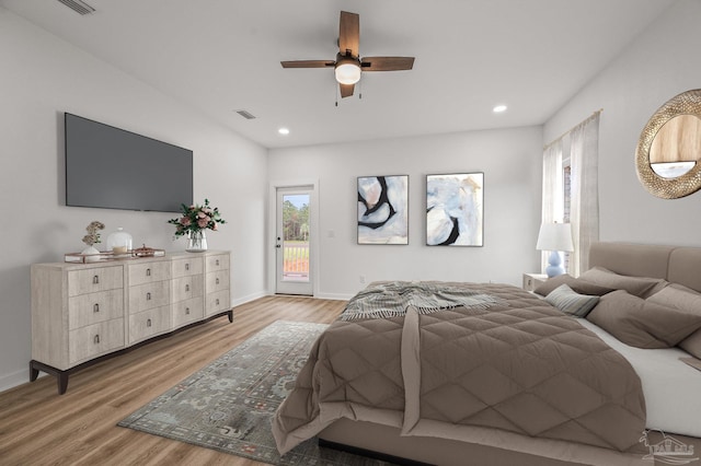 1192 Adrian Way, Milton, FL 32583 - bedroom featuring access to exterior, light wood finished floors, recessed lighting, and baseboards