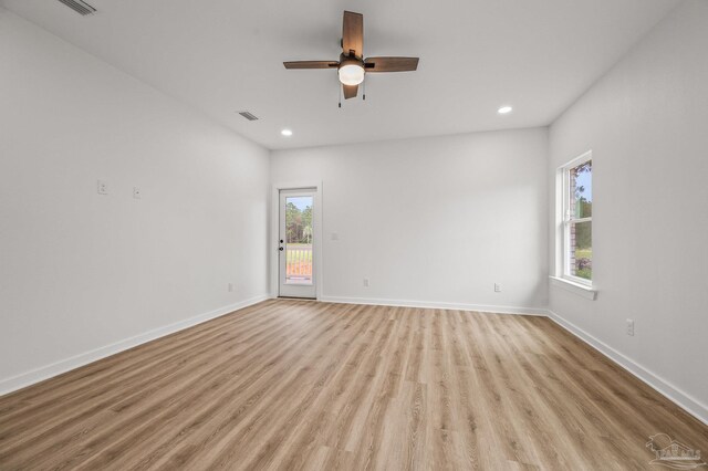1192 Adrian Way, Milton, FL 32583 - unfurnished room with plenty of natural light, light wood-type flooring, recessed lighting, baseboards, and ceiling fan