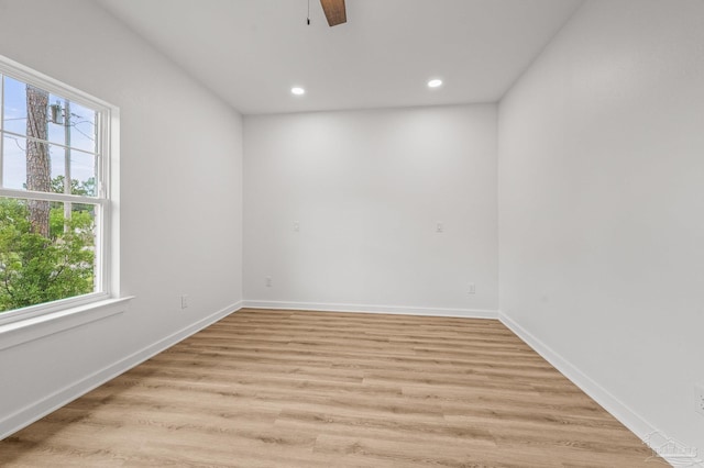 1192 Adrian Way, Milton, FL 32583 - unfurnished room featuring recessed lighting, light wood-style flooring, ceiling fan, and baseboards