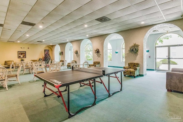 224 E Garden St Unit 236, Pensacola, FL 32502 - recreation room featuring a paneled ceiling and carpet flooring