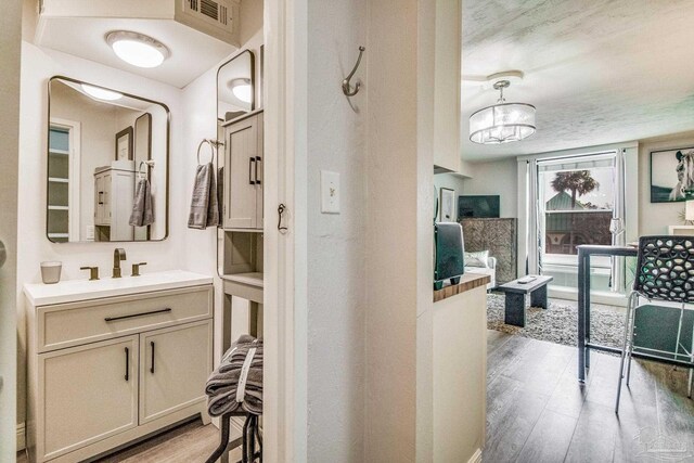 224 E Garden St Unit 236, Pensacola, FL 32502 - bathroom with vanity and hardwood / wood-style floors