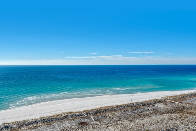 view of water feature with a view of the beach