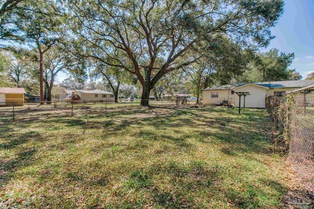 view of yard featuring a fenced backyard