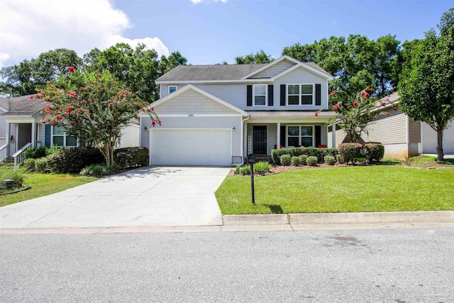 view of front property featuring a front lawn