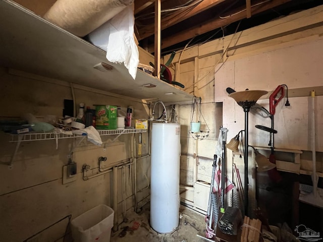 utility room with water heater