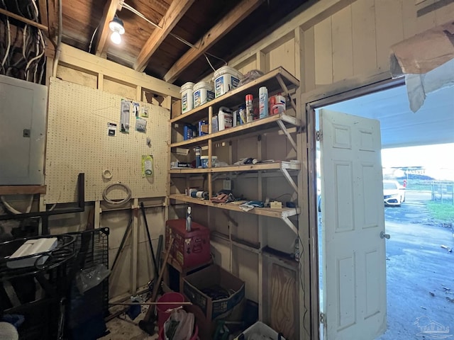 storage room with electric panel