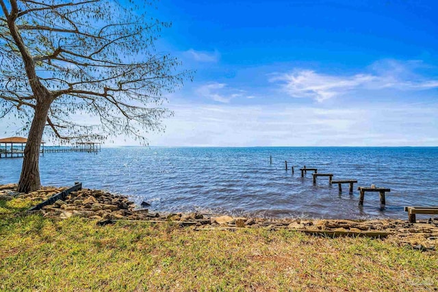 view of dock featuring a water view