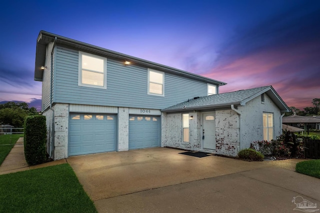 view of front property with a garage