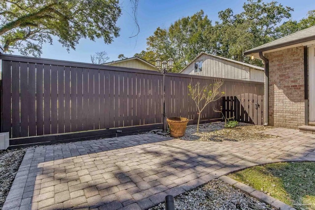 view of patio featuring a fenced backyard