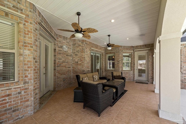view of patio with ceiling fan