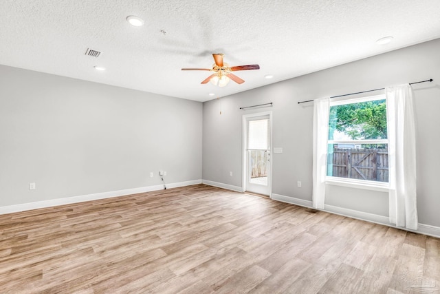 6004 Royal Port Ct, Pensacola, FL 32526 - spare room featuring a ceiling fan, light wood-type flooring, a textured ceiling, and recessed lighting