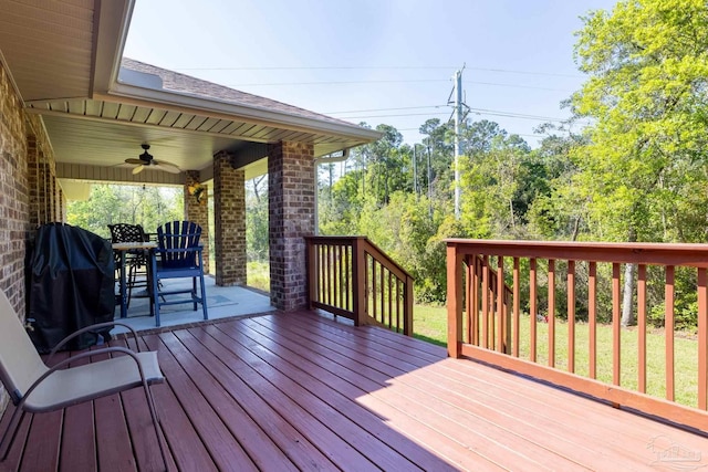 deck featuring a ceiling fan