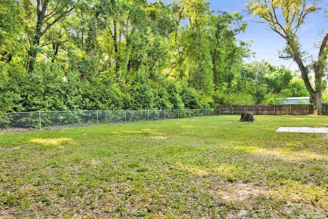 view of yard featuring a fenced backyard