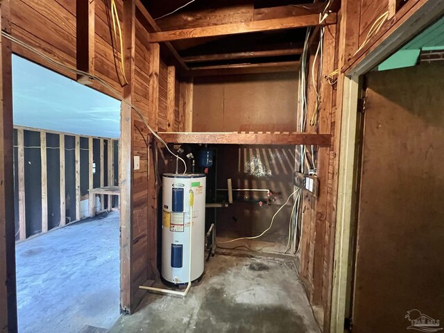 utility room with water heater