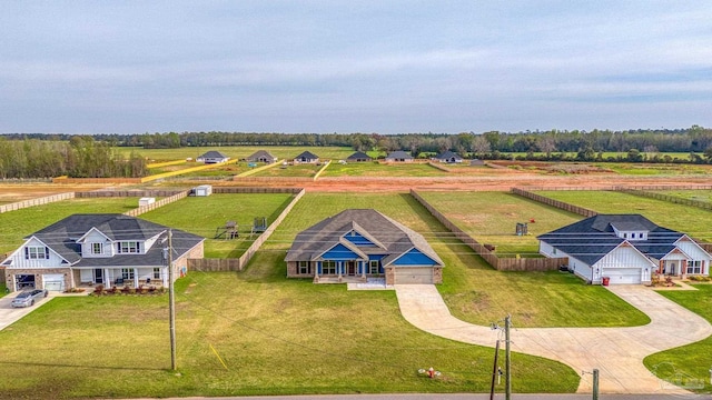bird's eye view with a rural view
