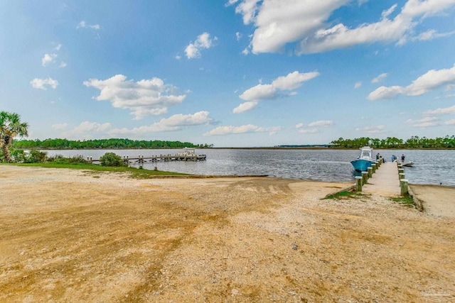 water view with a boat dock