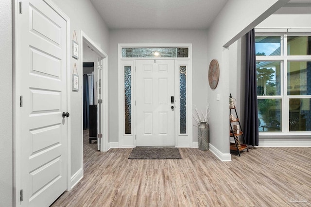 foyer with light hardwood / wood-style flooring