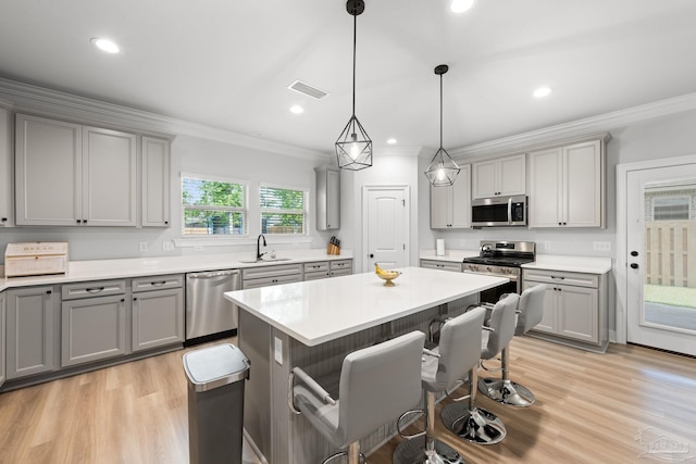 3041 Mountain Laurel Trl, Cantonment, FL 32533 - kitchen featuring a sink, gray cabinets, and stainless steel appliances
