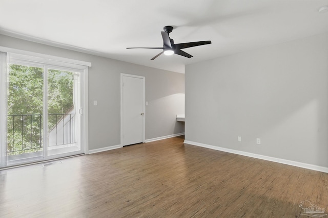 4741 Huron Dr, Pensacola, FL 32507 - spare room featuring ceiling fan, baseboards, wood finished floors, and visible vents
