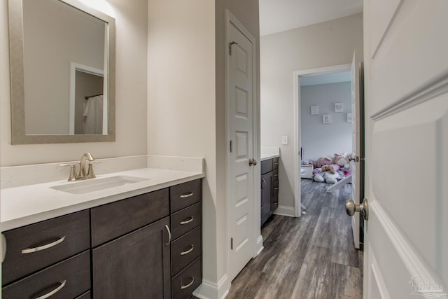 431 Broadleaf Cir, Cantonment, FL 32533 - bathroom featuring vanity, wood finished floors, and baseboards