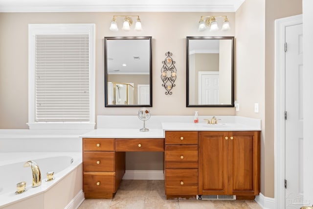 1788 Lorain Cir, Cantonment, FL 32533 - bathroom featuring vanity, ornamental molding, and a bath