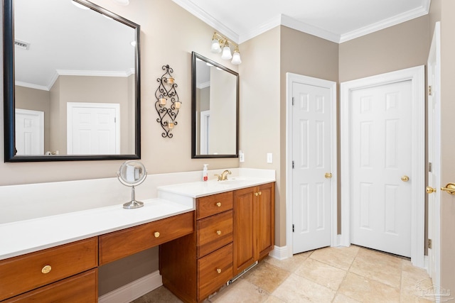1788 Lorain Cir, Cantonment, FL 32533 - bathroom featuring crown molding, vanity, and tile patterned flooring